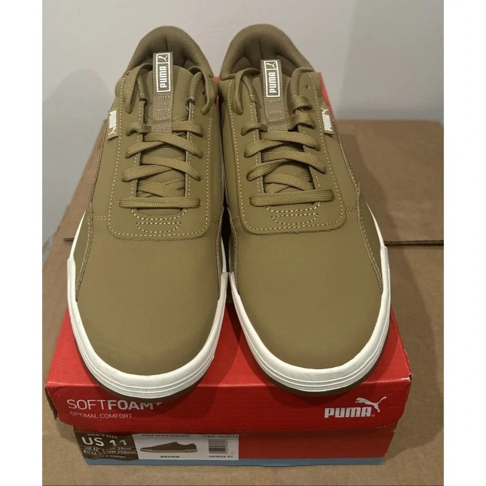 Puma Men Size 11 Skate Sneaker Padded Tongue & Collar Brown Shoes‎